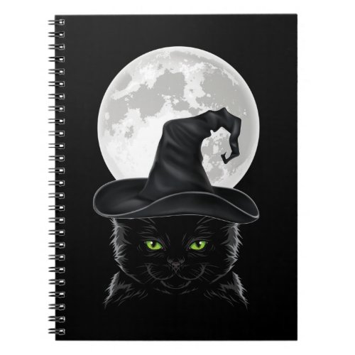 Black Gothic Cat Witch Hat Moon Pastel Goth Notebook