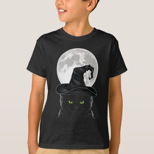 Black Gothic Cat Witch Hat Moon Pastel Goth T_Shirt