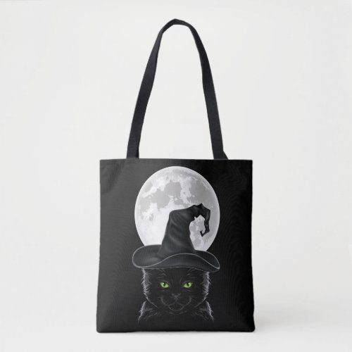 Black Gothic Cat Witch Hat Moon Pastel Goth Tote Bag