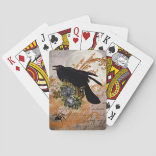 Black Gothic Crow & Spider Poker Cards