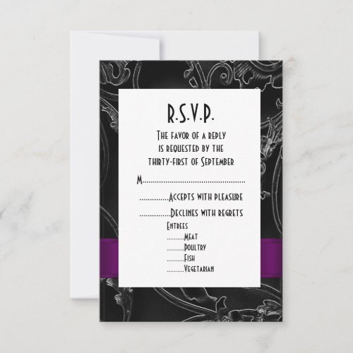 Black gothic formal wedding RSVP RSVP Card