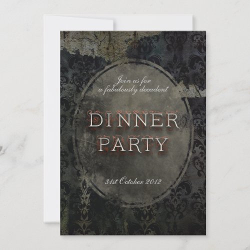 Black Gothic Grunge Dinner Party Invitation