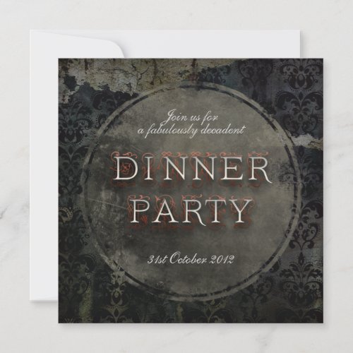 Black Gothic Grunge Dinner Party Invitation