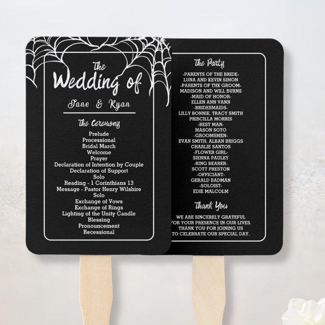 Black Gothic HalloWedding Program Hand Fan (Creator Uploaded)