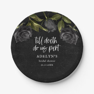 Black Gothic Halloween Bridal Shower Paper Plates