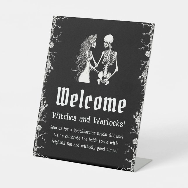 Black Gothic Halloween Bridal Shower Welcome Sign (Front)