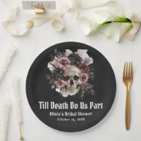 Black Gothic Halloween Floral Skull Bridal Shower