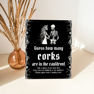 Black Gothic Halloween Guess How Many Corks Game Pedestal Sign