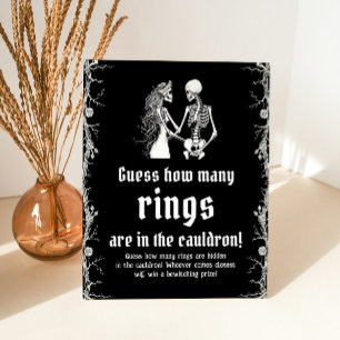Black Gothic Halloween Guess How Many Rings Game Pedestal Sign