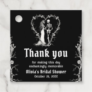 Black Gothic Halloween Skeleton Bridal Shower Favor Tags