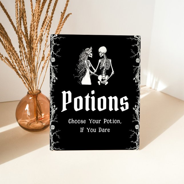 Black Gothic Halloween Skeleton Potions Sign   (Creator Uploaded)