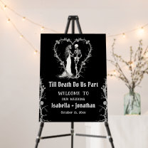 Black Gothic Halloween Skeleton Wedding Welcome Foam Board