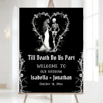 Black Gothic Halloween Skeleton Wedding Welcome Foam Board