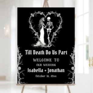 Black Gothic Halloween Skeleton Wedding Welcome Foam Board