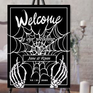 Black Gothic Halloween Skeletons Wedding Welcome Foam Board