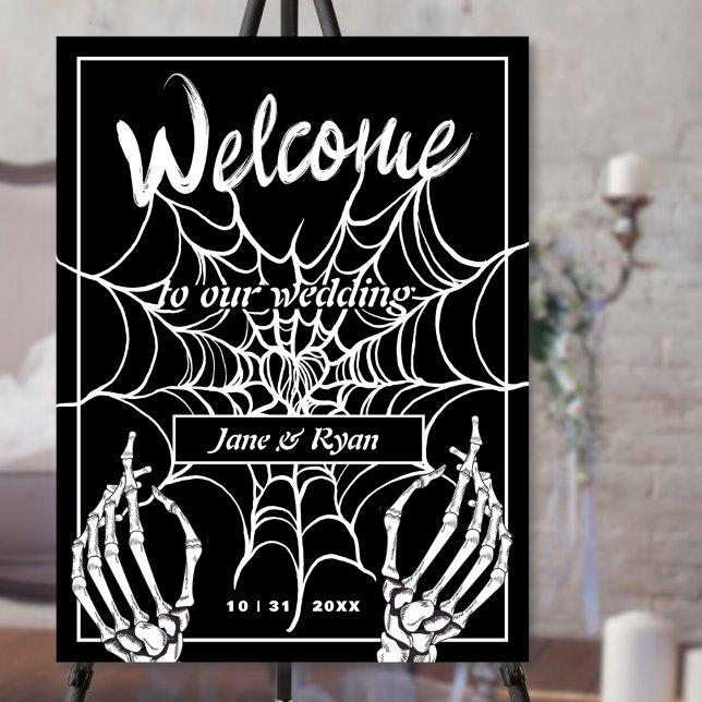 Black Gothic Halloween Skeletons Wedding Welcome Foam Board (Creator Uploaded)