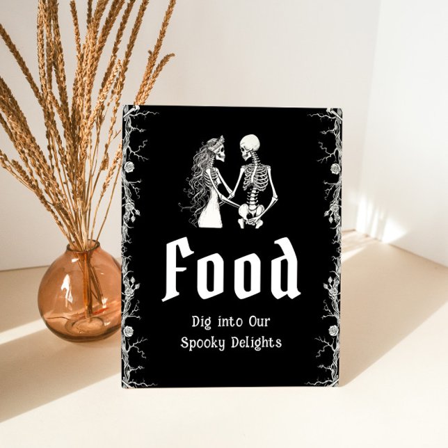 Black Gothic Halloween Spooky Skeleton Food Sign   (Creator Uploaded)