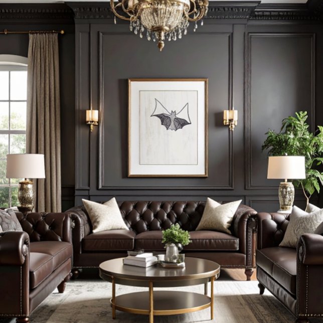 Black Gothic Lace Bat 1 Poster (dark academia gothic lace bat art)