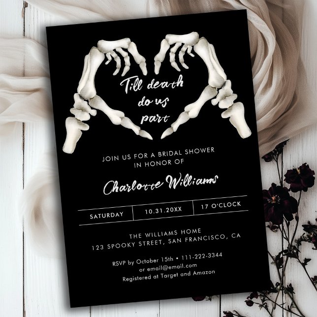Black Gothic Love Halloween Bridal Shower Invitation (Creator Uploaded)