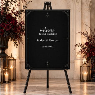 black Gothic Minimalist Moon Star Wedding Foam Board