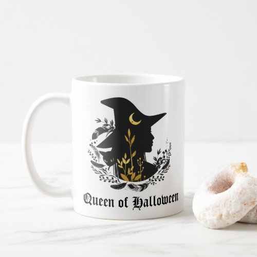 Black Gothic Queen of Halloween Witch Cat Mug