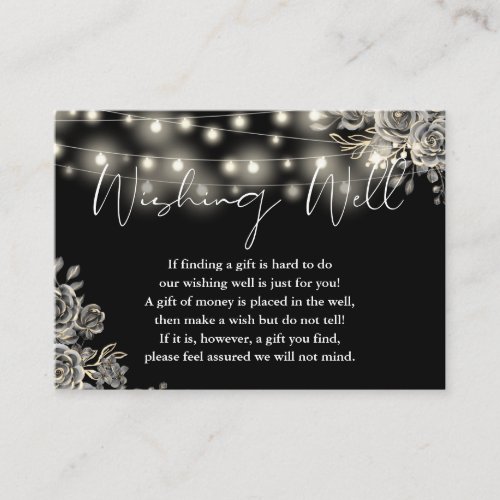 Black Gothic Rose Lights Wishing Well Wedding Enclosure Card