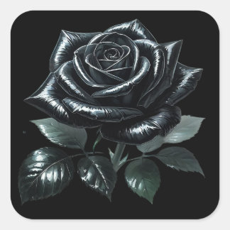 Black Gothic Rose Square Sticker