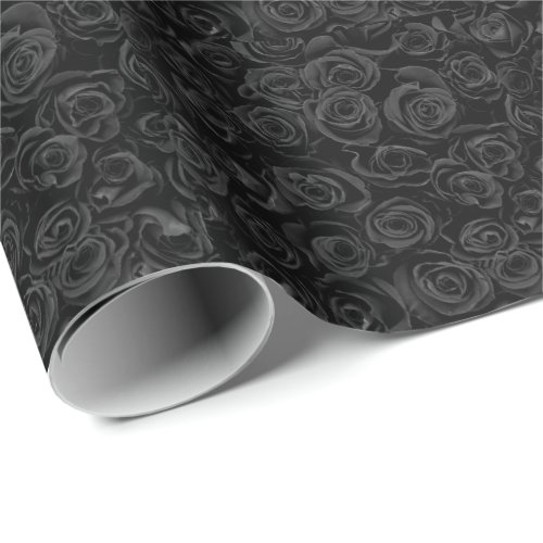 Black Gothic Roses Pattern Wrapping Paper