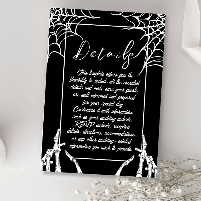 Black Gothic Skeletons Hallowedding Details Enclosure Card (Creator Uploaded)