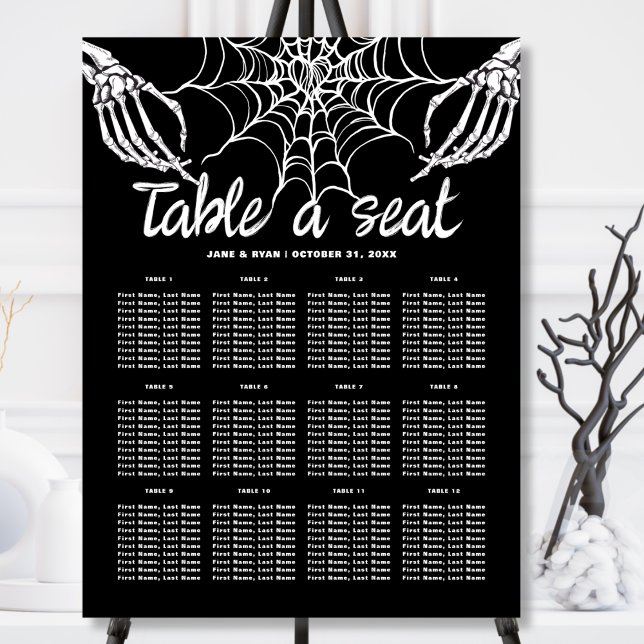Black Gothic Skeletons Hallowedding Table Seating Foam Board (Creator Uploaded)