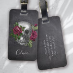 Black Gothic Skull Floral Roses Luggage Tag<br><div class="desc">Level up your luggage with this personalized luggage tag</div>