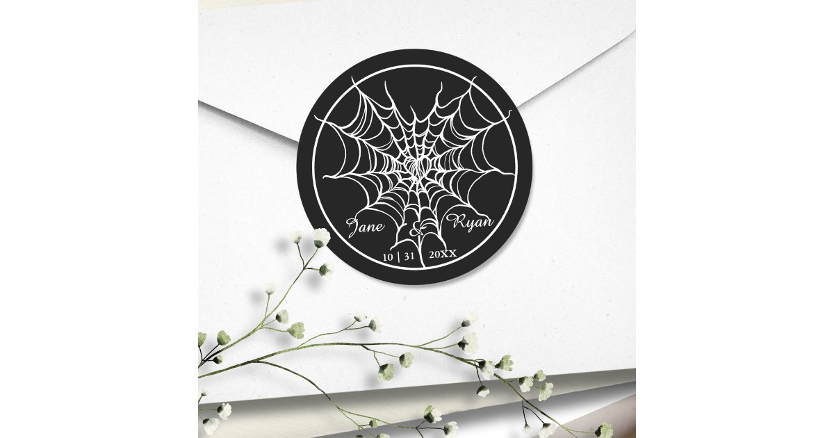 Black Gothic Spooky HalloWedding Classic Round Sticker | Zazzle