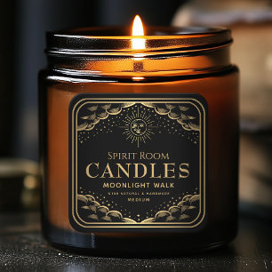 Black Gothic Tarot Moon Editable Candle Label