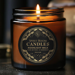Black Gothic Tarot Moon Editable Candle Label