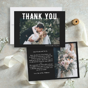 Black Gothic Til Death Wedding Photo Thank You Card