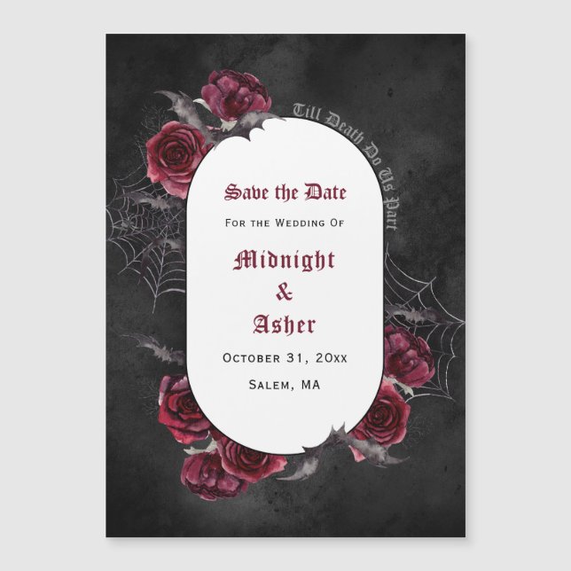 Black Gothic Till Death Do Us Part Save The Date Magnetic Invitation (Front)
