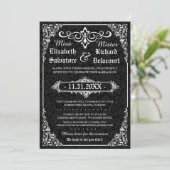 Black Gothic Victorian Damask Wedding Invites (Standing Front)