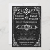 Black Gothic Victorian Damask Wedding Invites (Front)