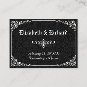Black Gothic Victorian Damask Wedding Place Cards by RenImasa at Zazzle