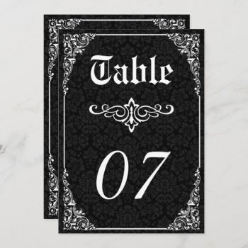 Black Gothic Victorian Damask Wedding Table Number by RenImasa at Zazzle