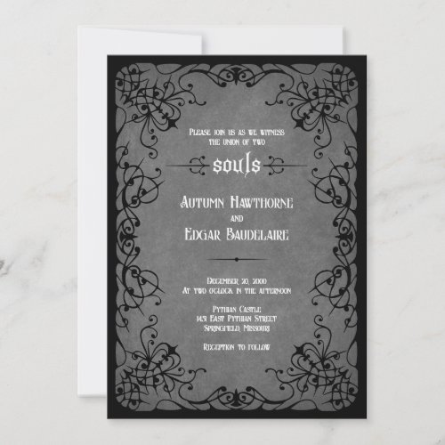 Black Gothic Victorian Wedding Invitation