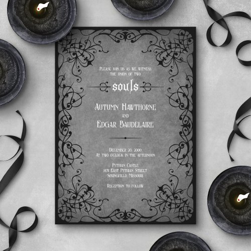 Black Gothic Victorian Wedding Invitation