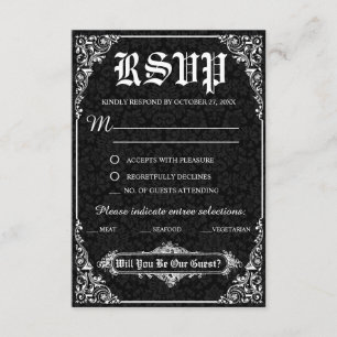 Black Gothic Victorian Wedding Response Cards