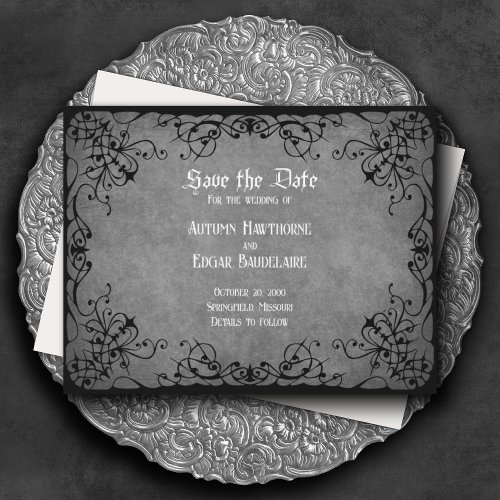 Black Gothic Victorian Wedding Save The Date