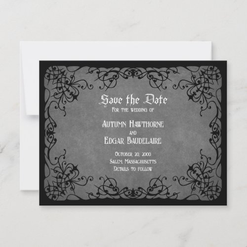 Black Gothic Victorian Wedding Save The Date