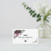 Black Gothic Watercolor Floral Holistic Wellness  Business Card (Standing Front)