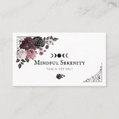 Black Gothic Watercolor Floral Holistic Wellness  Business Card (Front)