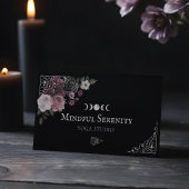 Black Gothic Watercolor Floral Holistic Wellness  Business Card