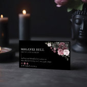 Black Gothic Watercolor Floral Holistic Wellness  Business Card