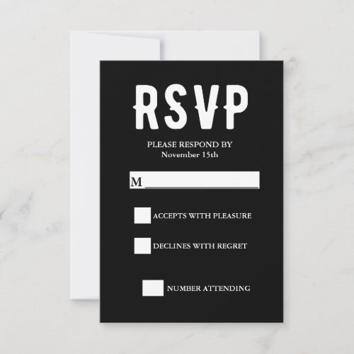Black Gothic Wedding RSVP Card